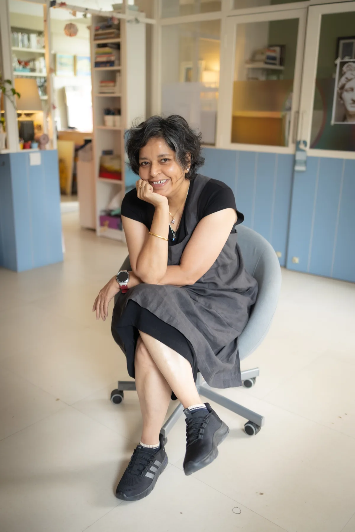 Portrait of Reena Yadav Ramakrishnan in her studio